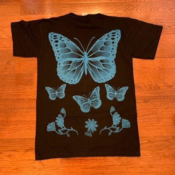 WOMENS BUTTERFLY SHIRT BOHO PSYCHEDELIC INDIE ROCK LARGE - Picture 3 of 5